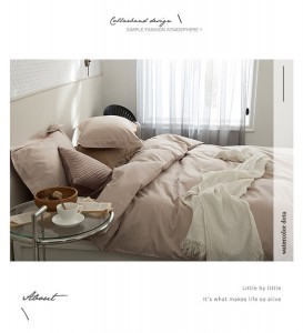 Max Comfort - 100支純色全棉磨毛長絨棉四件床單套裝(被套、床笠、枕套)